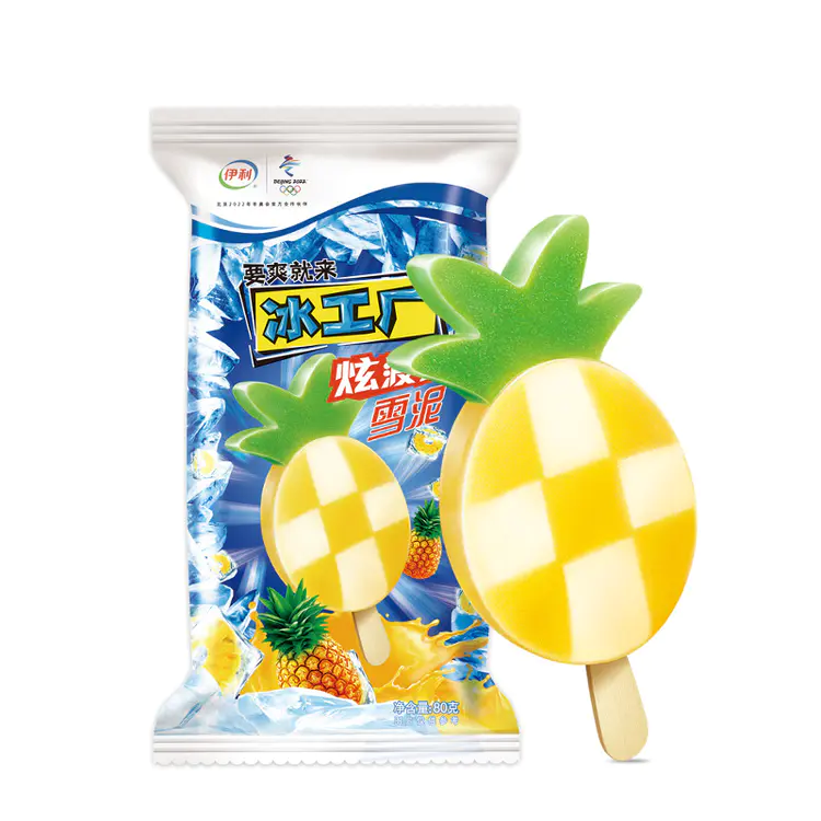 伊利 CBA联赛官方合作伙伴冰工厂炫菠萝口味雪泥雪糕冰淇淋 80g 40支(1)